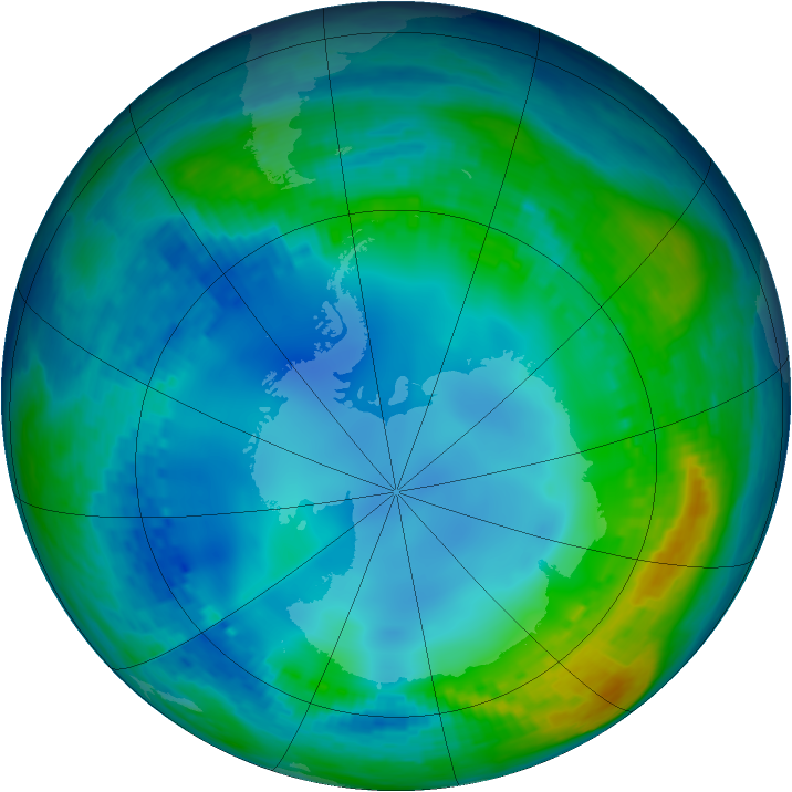 Antarctic ozone map for 22 May 2002